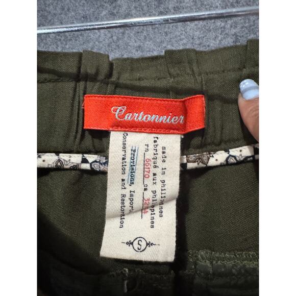 Anthropologie Cartonnier Pants Women's Small Paperbag Green Linen Blend Ankle - Picture 2 of 9